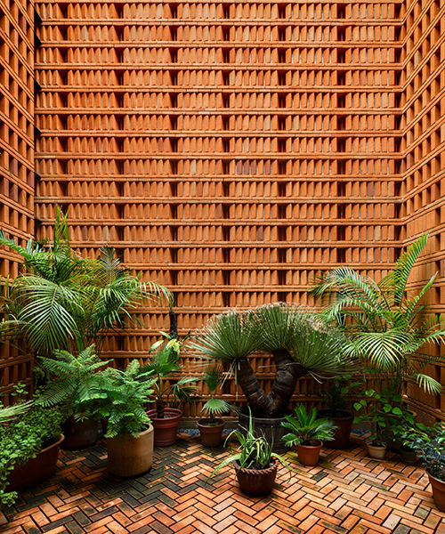this studio of rhythmic brickwork was completed for a renowned mexican photographer