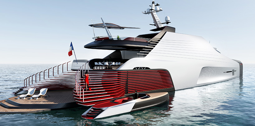 technicon designs carat 187 superyacht's exterior with split personalities