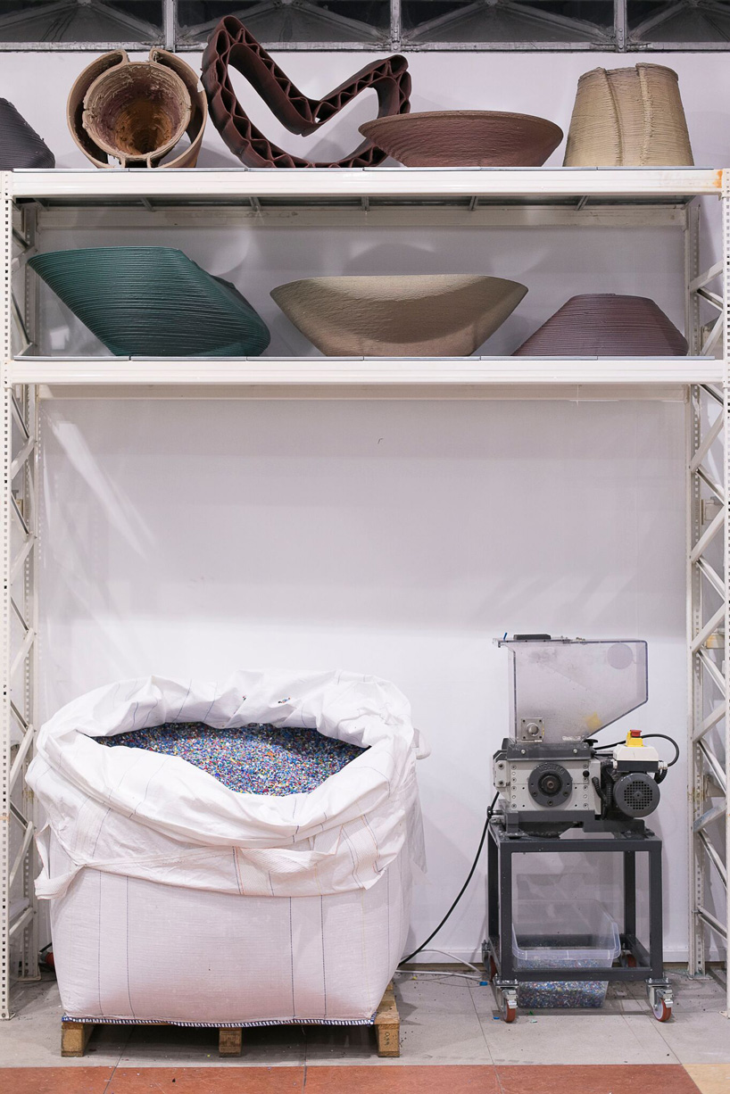 'zero waste lab' by the new raw turns citizens' plastic waste into 3D-printed street furniture