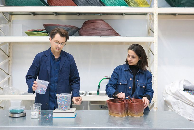 'zero waste lab' by the new raw turns citizens' plastic waste into 3D-printed street furniture