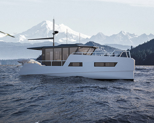 vik unveils electric boat that can be recharged from solar panels or wind power