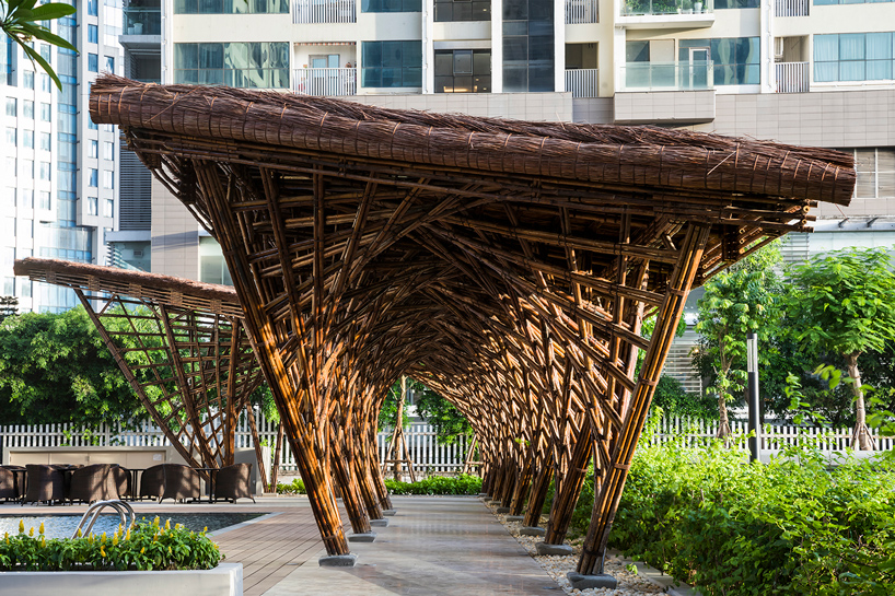 VTN architects introduces the hyperbolic vinata bamboo pavilion to hanoi