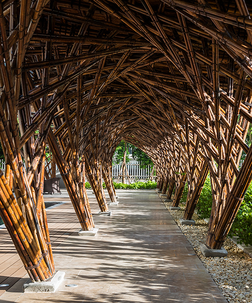 VTN architects introduces the hyperbolic vinata bamboo pavilion to urban hanoi