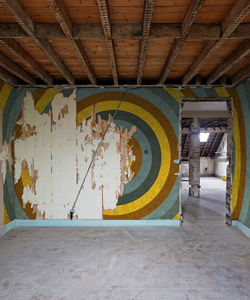 xavier delory depicts vibrant wall drawings in a state of ruin with 'after sol lewitt'