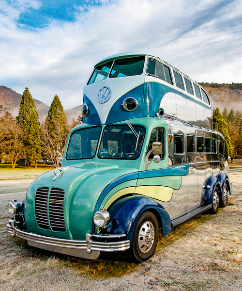 randy grubb invents a magic double decker bus with elevator to boot