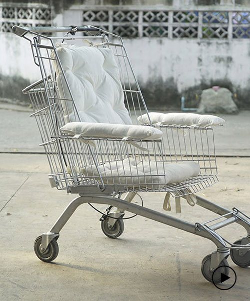 designer turns a shopping cart into an affordable DIY wheelchair