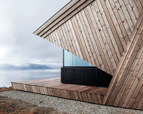 harsh conditions determine the striking shape of this mountaintop cabin