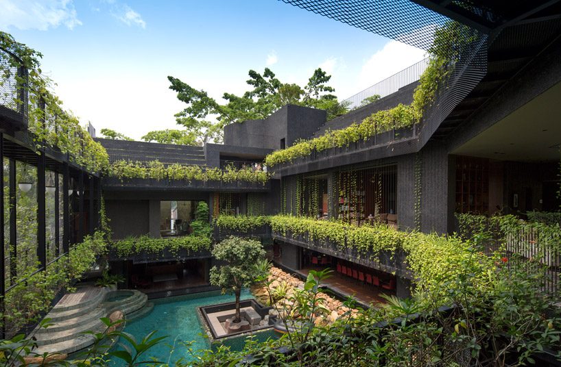 CHANG architects creates stepped garden on the roof of a house in singapore