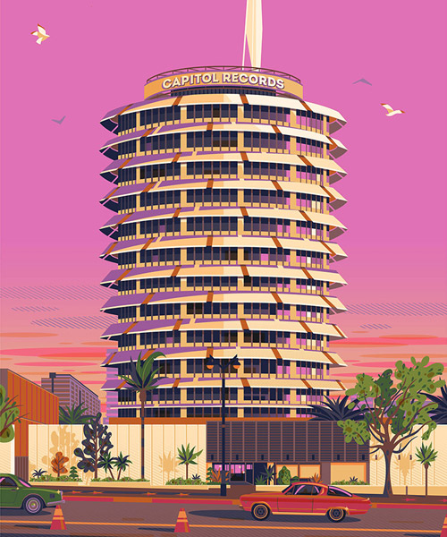 artist conveys his admiration for LA through colorful illustrations of the city's architectural treasures
