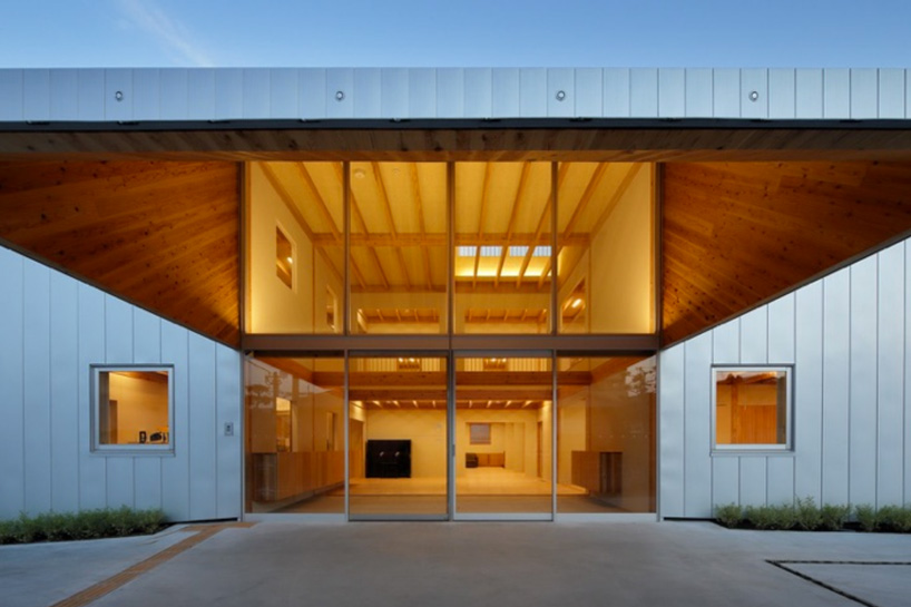 intermedia completes japanese nursing home with triangular wooden canopy