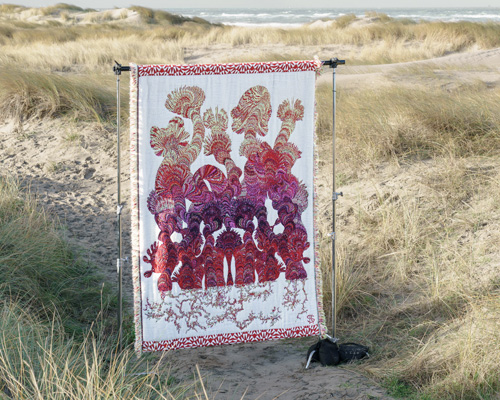 kustaa saksi weaves his experience with migraine in richly layered colorful tapestries