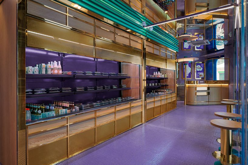 masquespacio combines bold colors and reflective materials for kento sushi shop in valencia