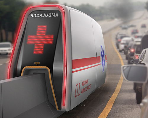 median ambulance dodges traffic by riding highway road dividers like monorails