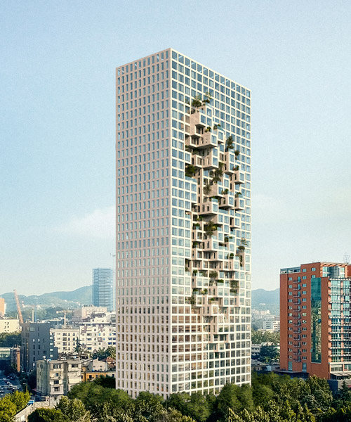MVRDV breaks ground on albania's tallest building 'downtown one' with pixelated façade