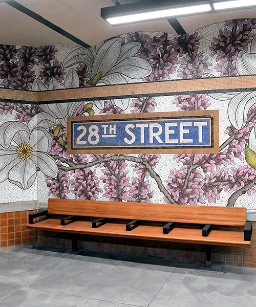 nancy blum's mosaic murals introduce a bucolic atmosphere to new york's subway
