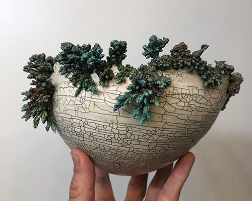 sabri ben achour develops magnetic clay to organically grow his ceramic work