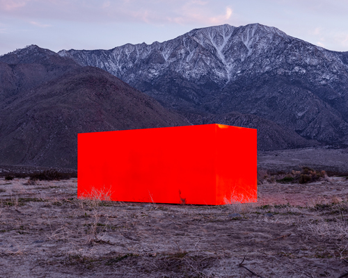 sterling ruby embeds neon orange monolith into coachella valley's desert landscape