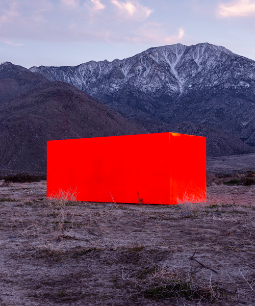 sterling ruby embeds neon orange monolith into coachella valley's desert landscape