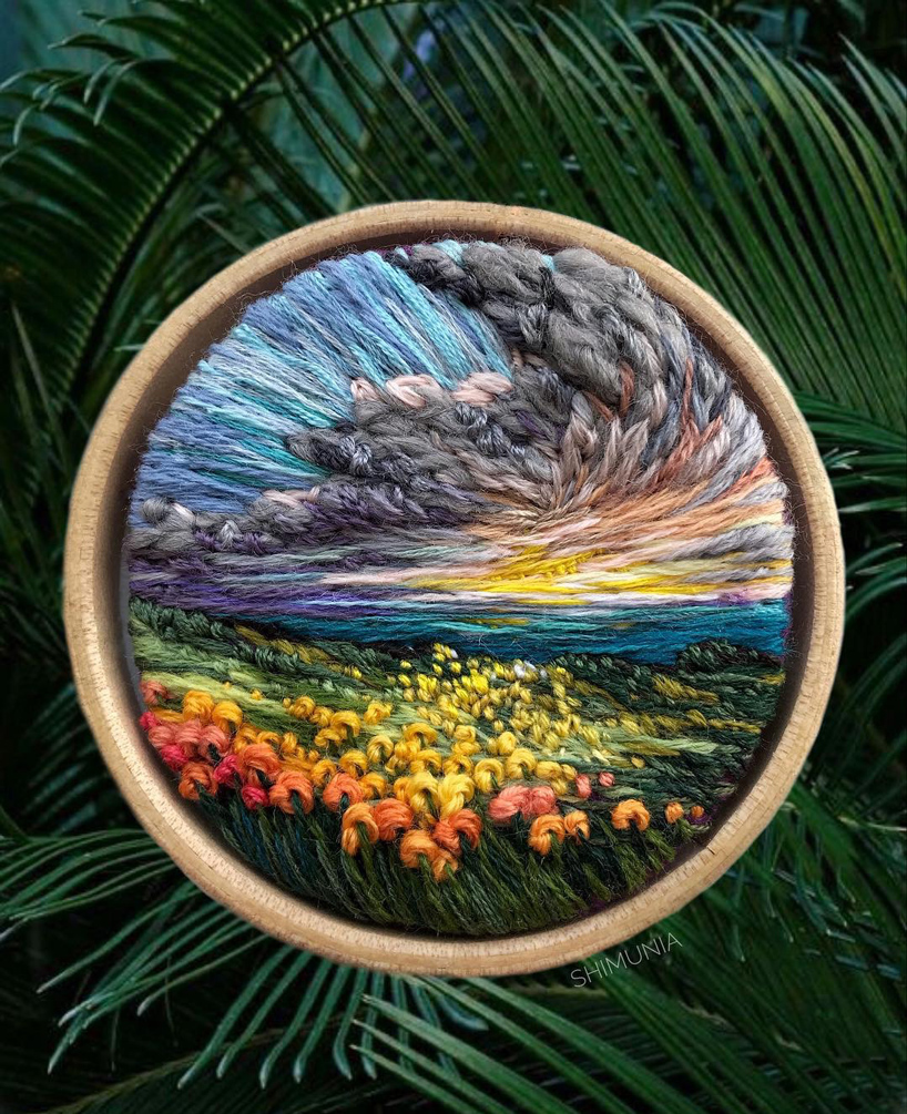 WOMENSART on X: Embroidered landscape by Russian textile artist Vera  Shimunia #womensart  / X