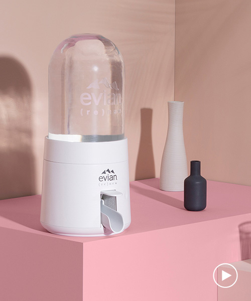 virgil abloh for evian launches collapsible bubble water appliance to tackle plastic waste