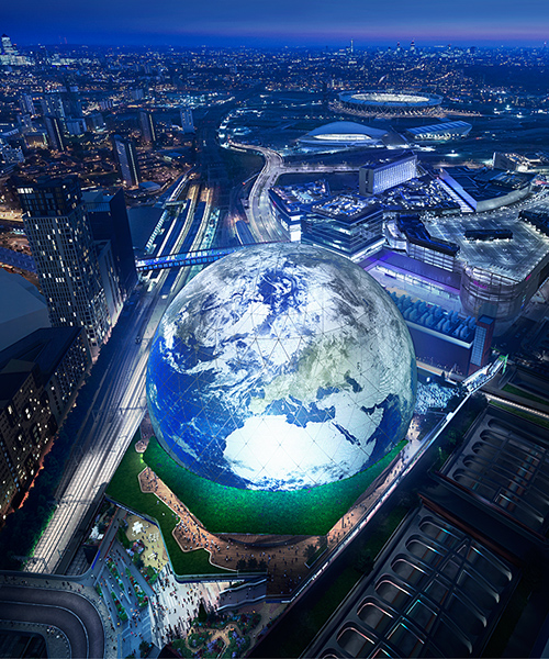 london's proposed MSG sphere is clad in a skin of triangulated LED panels