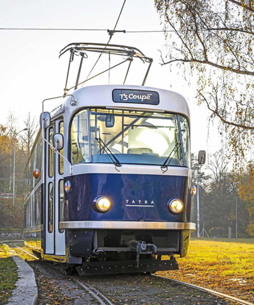 the new t3 coupé is a sightseeing tram designed by anna marešová for the city of prague