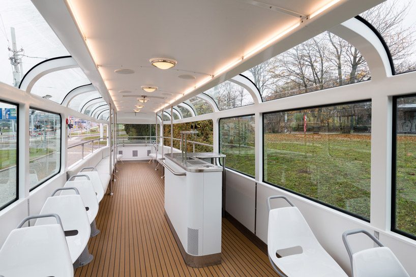 the new t3 coupé is a sightseeing tram designed by anna marešová for the city of prague designboom
