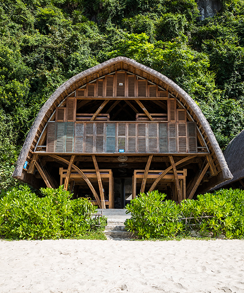 VTN architects' bamboo 'castaway island' resort gently occupies a vietnamese island shore