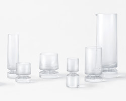 'beaver' glassware by nendo for LASVIT looks as if it's been gnawed into