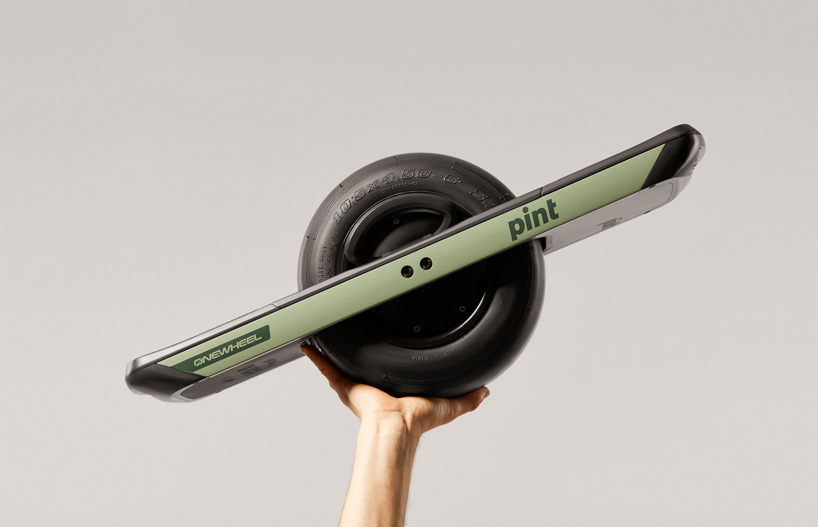 onewheel pint is a mini, portable one-wheeled skateboard for novices