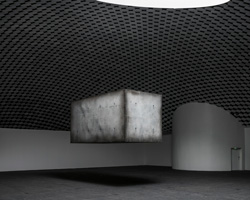 studio drift's floating monolith returns as centerpiece to latest exhibition 'elemental'