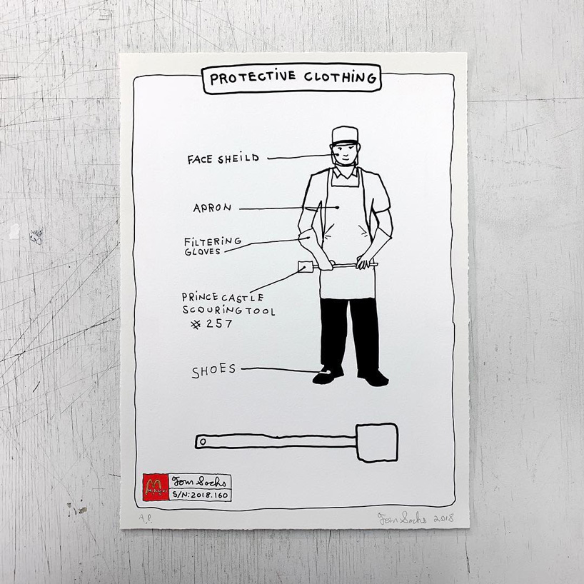 tom sachs illustrates how to make the perfect mcdonald's cheeseburger