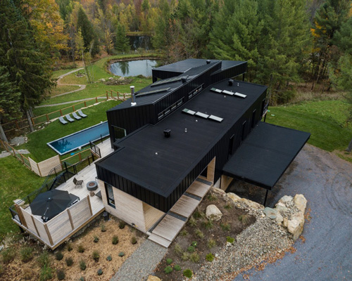interconnected modules with offset façades form the abercorn chalet in canada
