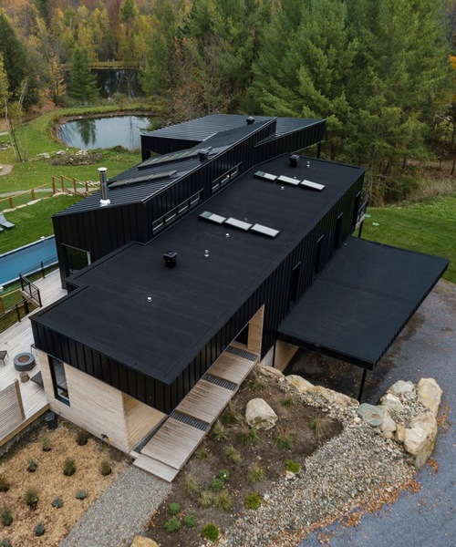 interconnected modules with offset façades form the abercorn chalet in canada