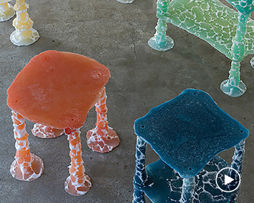 yosuke matsushita pours resin into melamine foam to create completely unique furniture