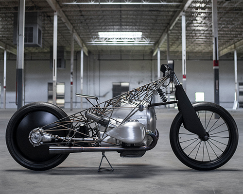 unreleased BMW motorcycle prototype spun with custom web-like geometry