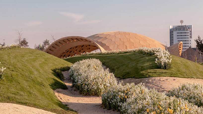 BUGA wood pavilion comprises segments that fit together like a puzzle