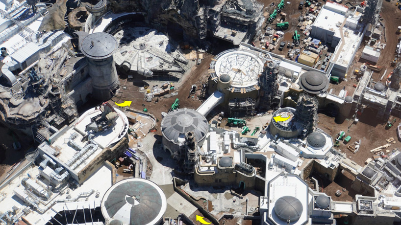 aerial photos show the star wars theme park at disney world