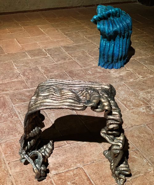 anton alvarez casts wax extrusions in bronze for 'l'ultima cera' at milan design week