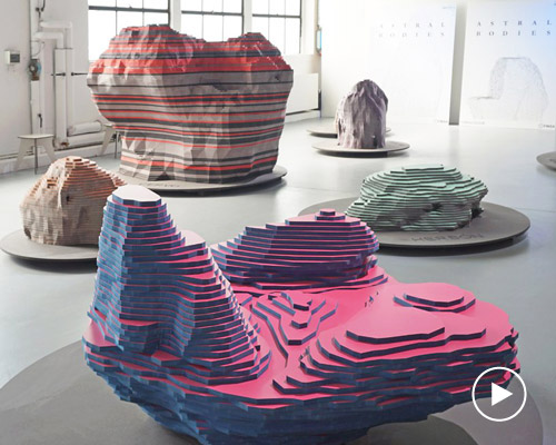 ENORME studio layers colored wood to represent 'astral bodies' that have landed on earth