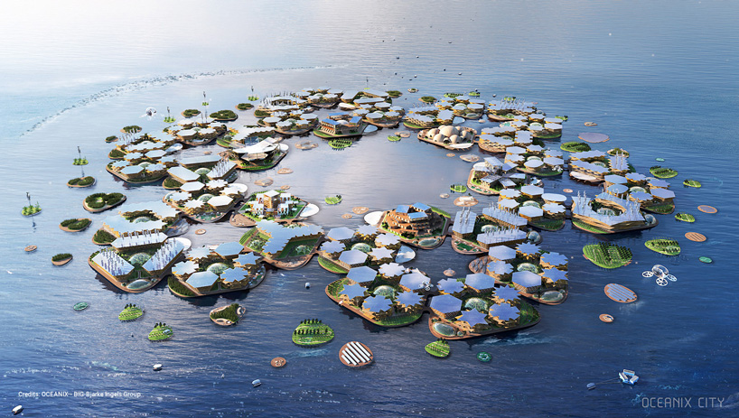 bjarke ingels unveils floating city concept made up of hexagonal islands designboom oceanix united nations