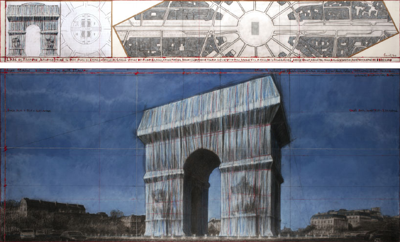 Christo & Jeanne-Claude-arc de triomphe-sustancia trozo de 20 x 20 cm 