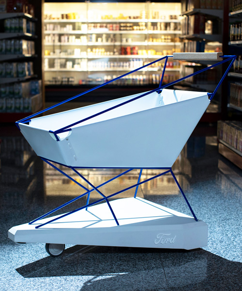 ford designs futuristic self-braking trolley to make supermarket shopping less stressful