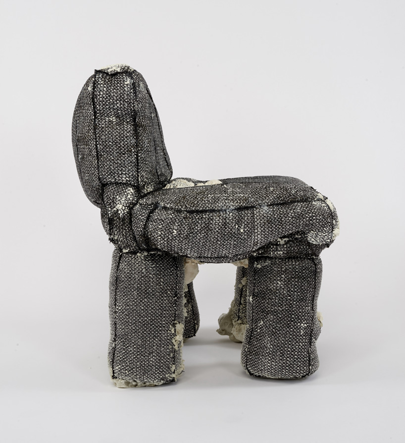 jisun kim experiments with net and expanding foam to create unique furniture pieces