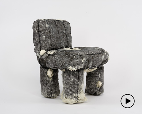 jisun kim experiments with net and expanding foam to create unique furniture pieces