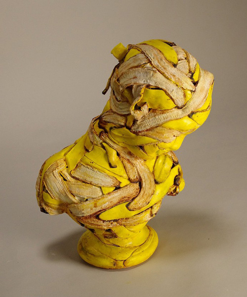 koji kasatani creates ongoing series of ultra-realistic banana ceramics