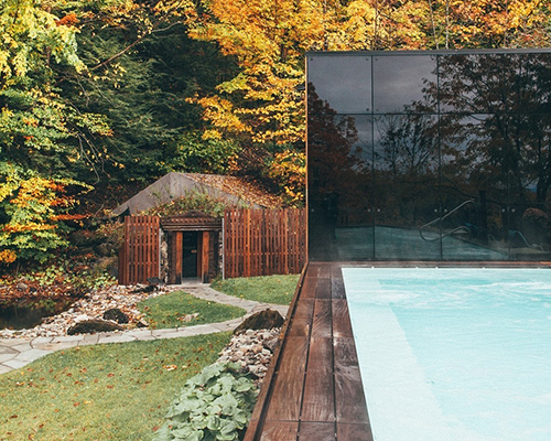 BALNEA spa thermale pavilion extends out toward the canadian landscape