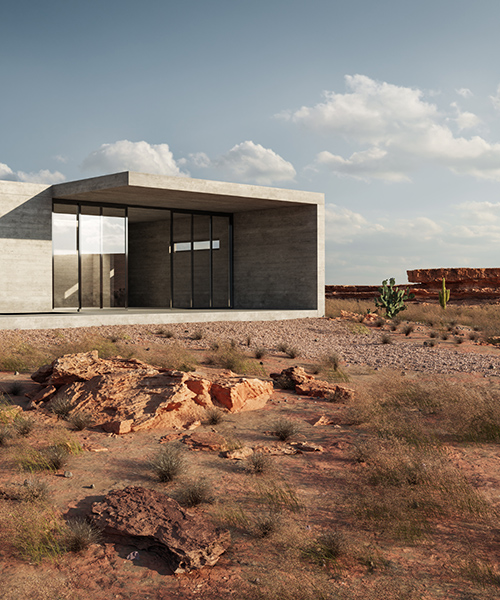 marc thorpe designs minimalist concrete 'sharp house' amid the new mexico desert