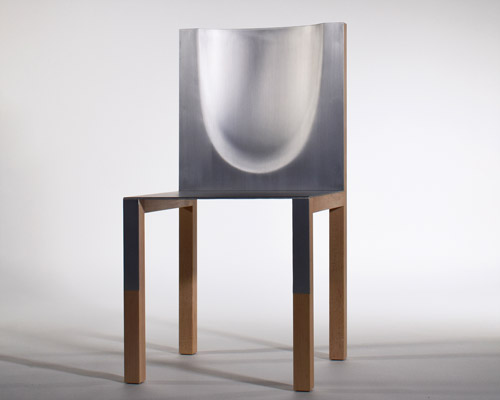 toshiki omatsu bends aluminum sheets onto maple timber for latest chair design