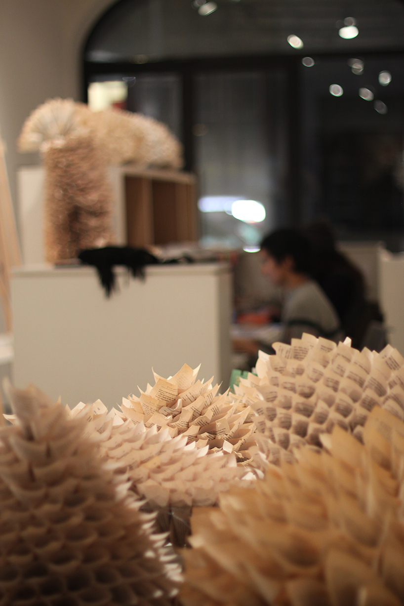 samuelle green uses paper and chicken wire to intricately weave an otherworldly cove
